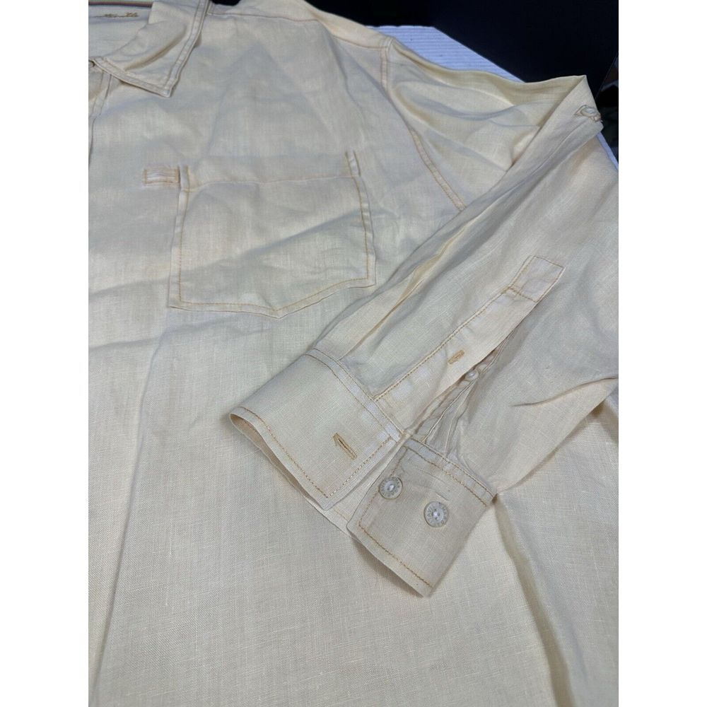 Margaritaville Shirt Mens  Yellow Button Up Casual Linen Lightweight‎ Sz 4XB